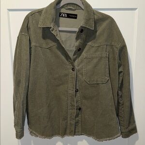 Zara Khaki Corduroy Utility Jacket